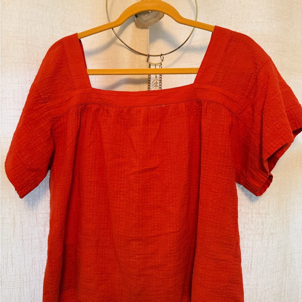Madewell Women's Red/Orange Square Neck Top